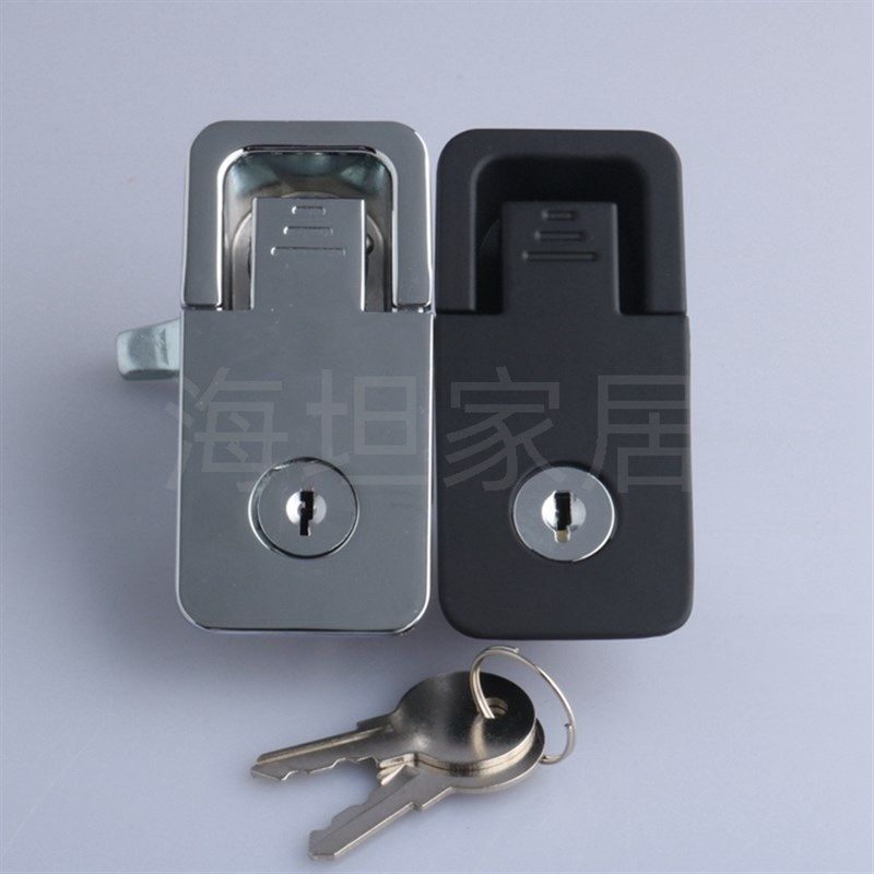 电箱锁MS726-1-2-3平面锁 黑色把手转动 MS106 工业机箱机柜门锁