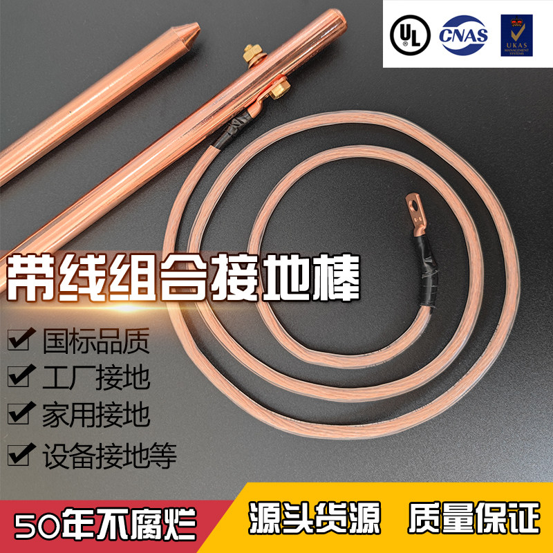 带线防雷铜包钢接地棒镀铜地针家用地极线充电桩避雷针工厂静电桩