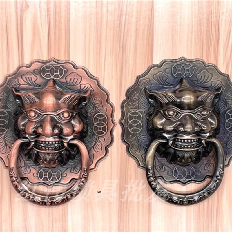 仿古兽头门环中式狮子头虎头拉手麒麟大门把手复古木门拉环配件