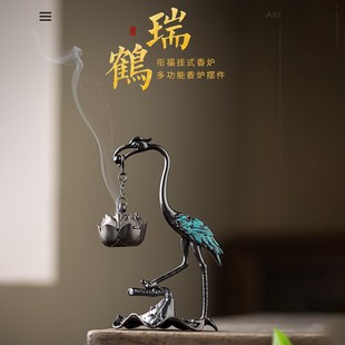 家用香薰炉盘香创意悬挂仿古檀香仙鹤香炉摆件式禅意香托香盘吊炉