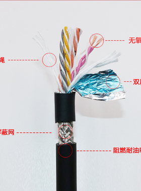 高柔性拖链双绞屏蔽线TRVVPS 4-6-8芯0.2平方 耐弯折编码器信号线