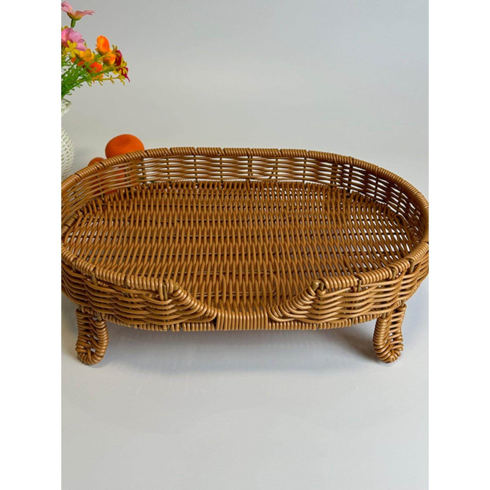 纯手工编织水果零食收纳托盘椭圆形桌面咖啡桌干果篮糖果盆藤收纳,收纳整理,零食收纳筐,淘宝优惠券,粉丝福利购,淘宝优惠卷