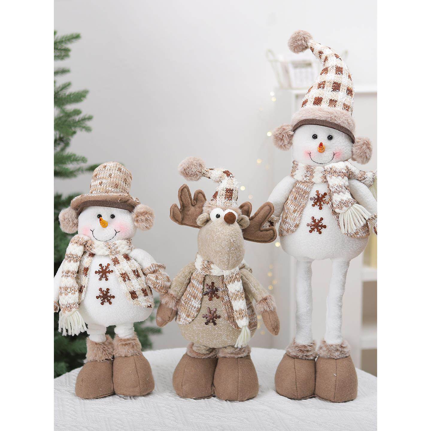 森韵圣诞雪人伸缩公仔麋鹿娃娃橱窗场景布置摆件圣诞树底装饰品
