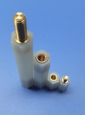 环保尼龙胶柱铜螺纹六角间隔柱,隔离柱,高强度支撑柱GNSP-HTS系列