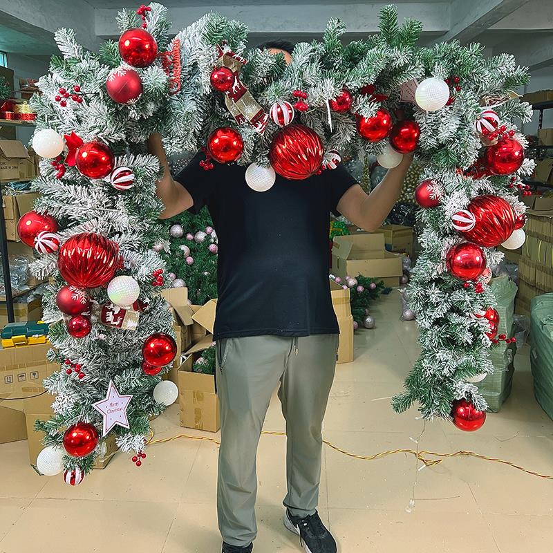 定制耶诞藤条布置围栏装饰耶诞节装饰品毛刷条挂件耶诞拱门耶诞树