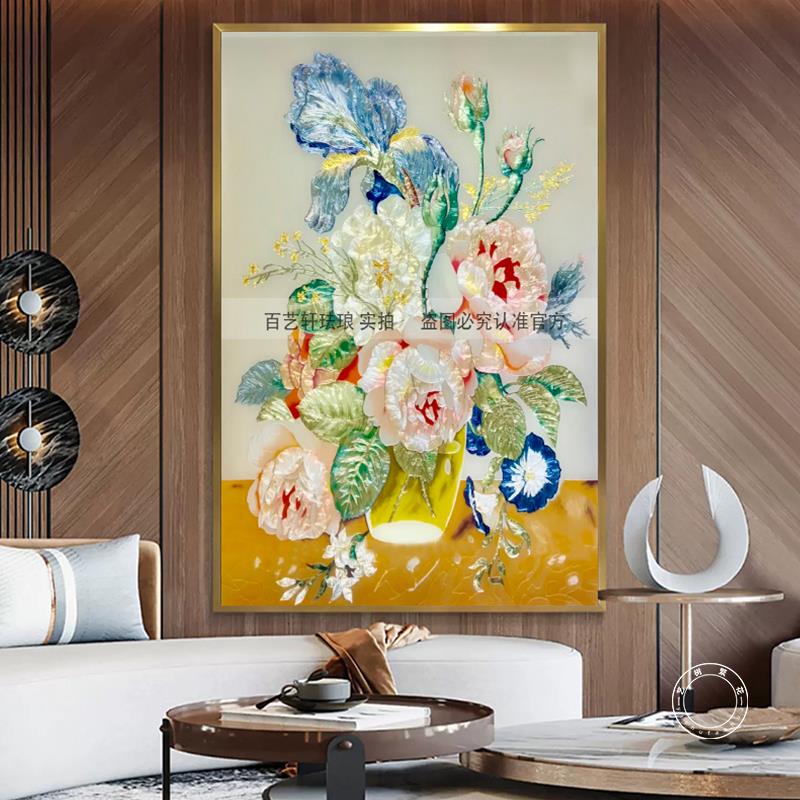 珐琅彩画走廊过道入户玄关装饰画餐厅客厅背景墙卧室现代简约挂画图片