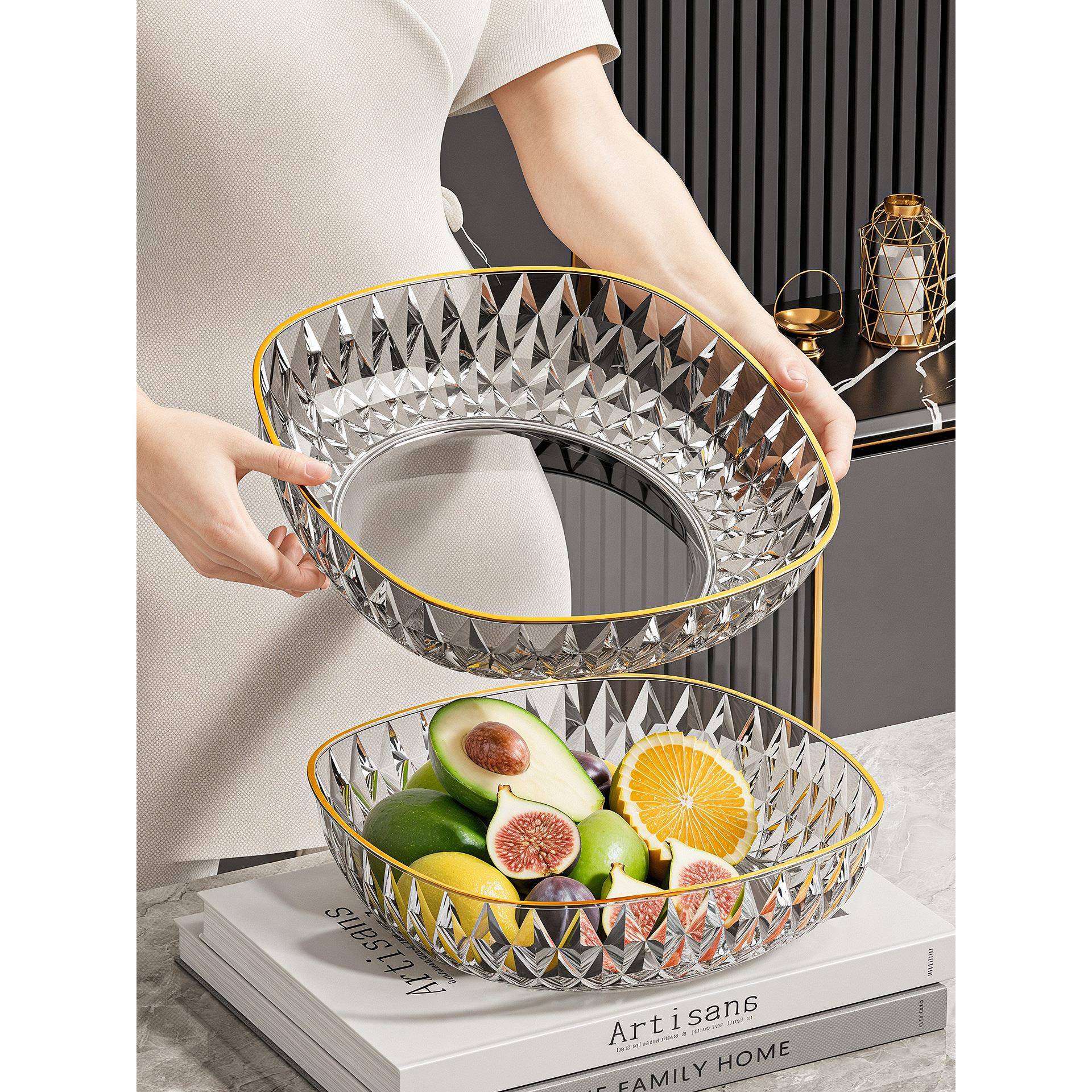 轻奢水果盘前台茶几零食摆放盘客厅家用大号高级果盆高颜值糖果盘