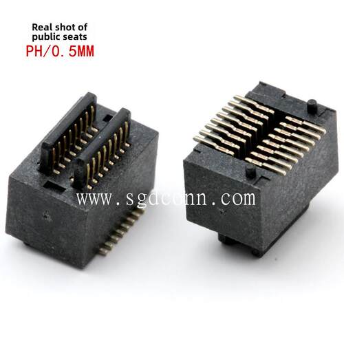 高精度镀金双槽0.5mm间距板对板Btb连接器8-100P高度3.0-8.5mm