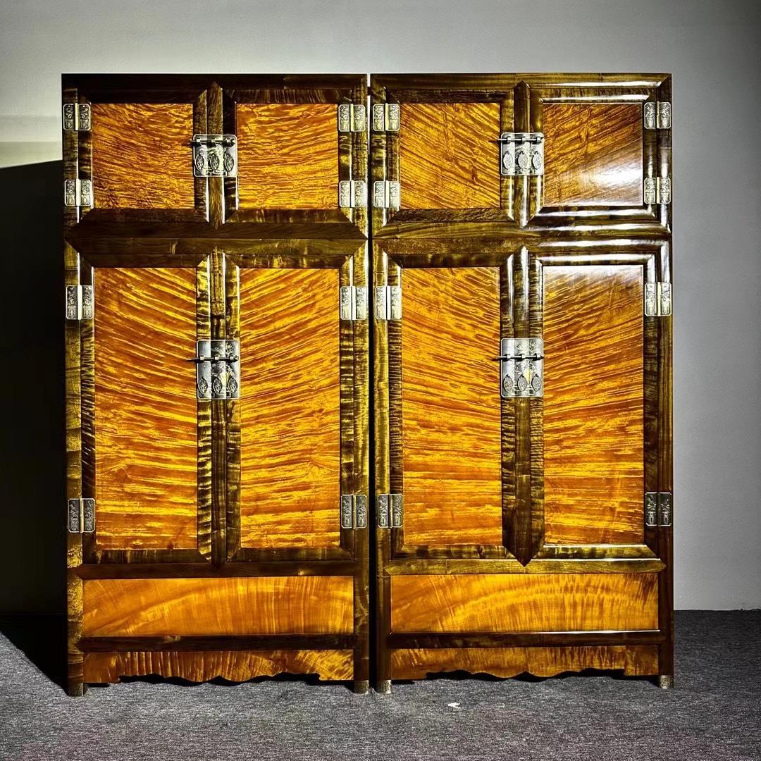 金丝楠木顶箱柜衣柜小叶桢楠实木储物柜仿古衣橱轻奢四门红木家具