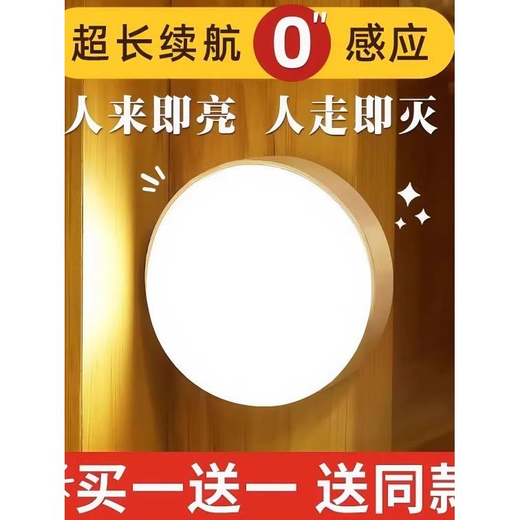 人体感应灯夜间自动亮灯家用走廊过道厕所智能声控充电小夜灯床头