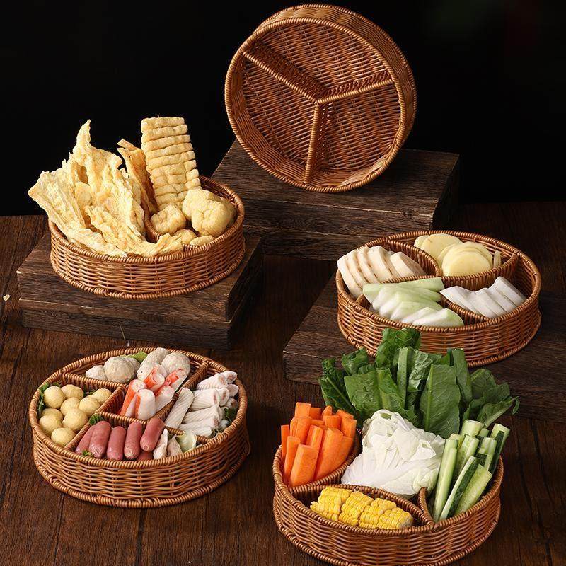 瓜子花生糖果盘火锅店菜篮放火锅食材的盘子蔬菜素菜分格拼盘商用,餐饮具,餐用托盘,淘宝优惠券,粉丝福利购,淘宝优惠卷