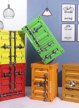 复古集装箱收纳柜美式工业婚庆摄影道具美陈咖啡店铺橱窗落地摆件