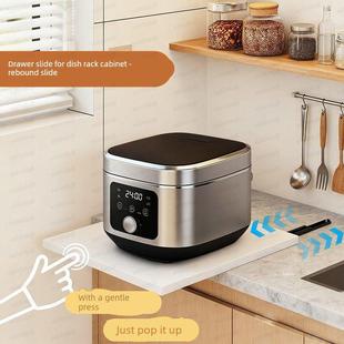 电饭煲抽拉板厨房台面抽拉式托盘微波炉置物架柜内收纳可抽拉碗架