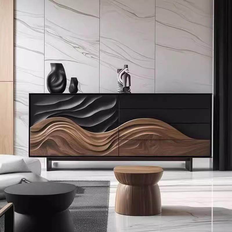 中古极简轻奢玄关柜覆古餐柜入户现代茶水置物柜客厅靠墙收纳柜