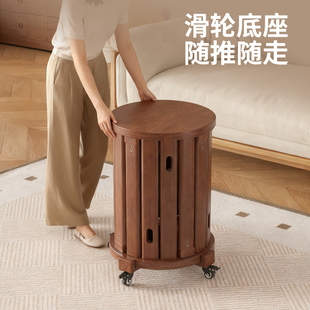 实木凳子可叠放家用叠叠乐圆凳客厅餐桌凳中古风堆叠客人备用凳子