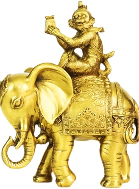 纯铜封侯拜相摆件象上封侯马上封侯办公室家居书房V摆件铜大象背