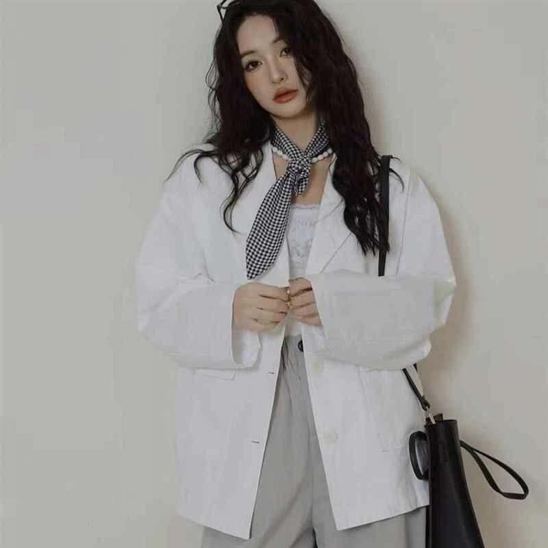 怪怪树2025春秋新款韩版宽松休闲百搭西装外套女中长款西服上衣