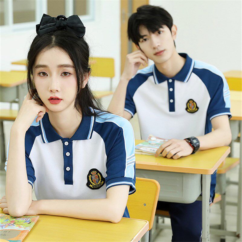 校服套装初中高中生夏季短袖学院风班服中学生运动会毕业照服装
