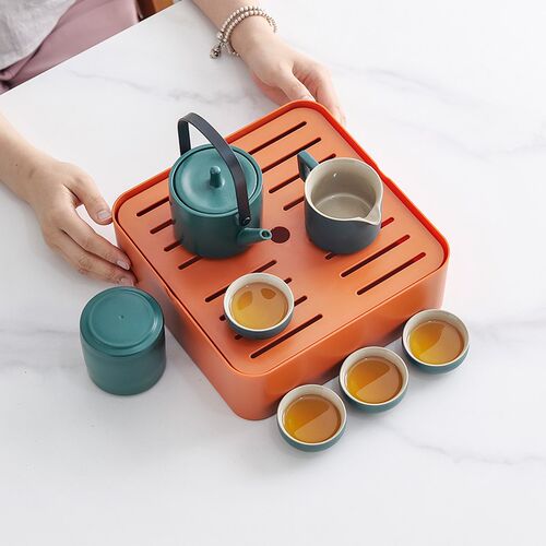 露营便携b式茶具旅行套装功夫茶杯户外喝茶清新陶瓷泡茶壶收纳茶