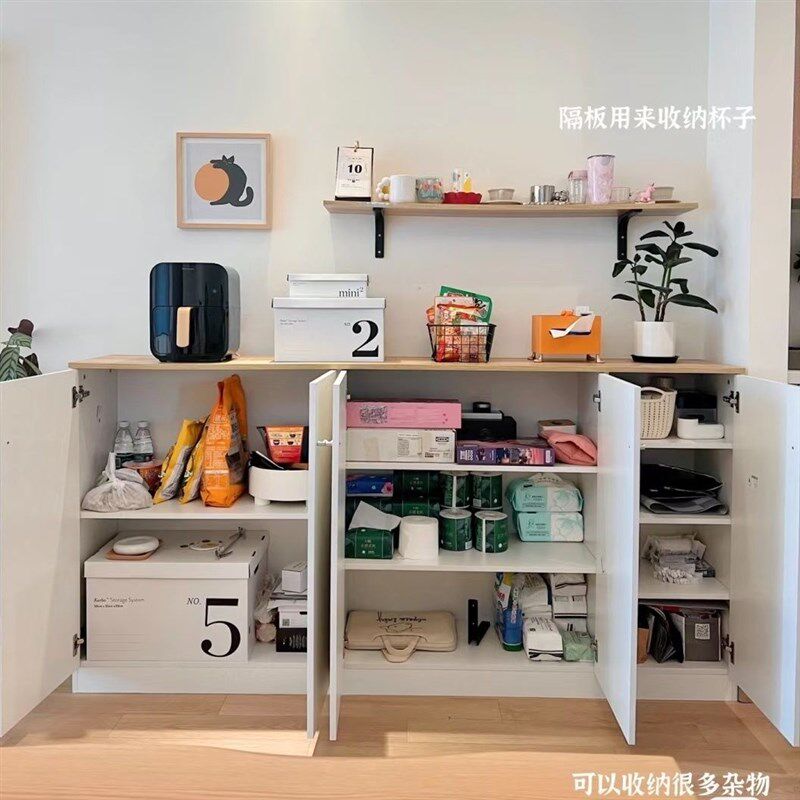 客厅极简超薄f餐边柜30CM现代简约厨房一体靠墙收纳微波炉柜可定