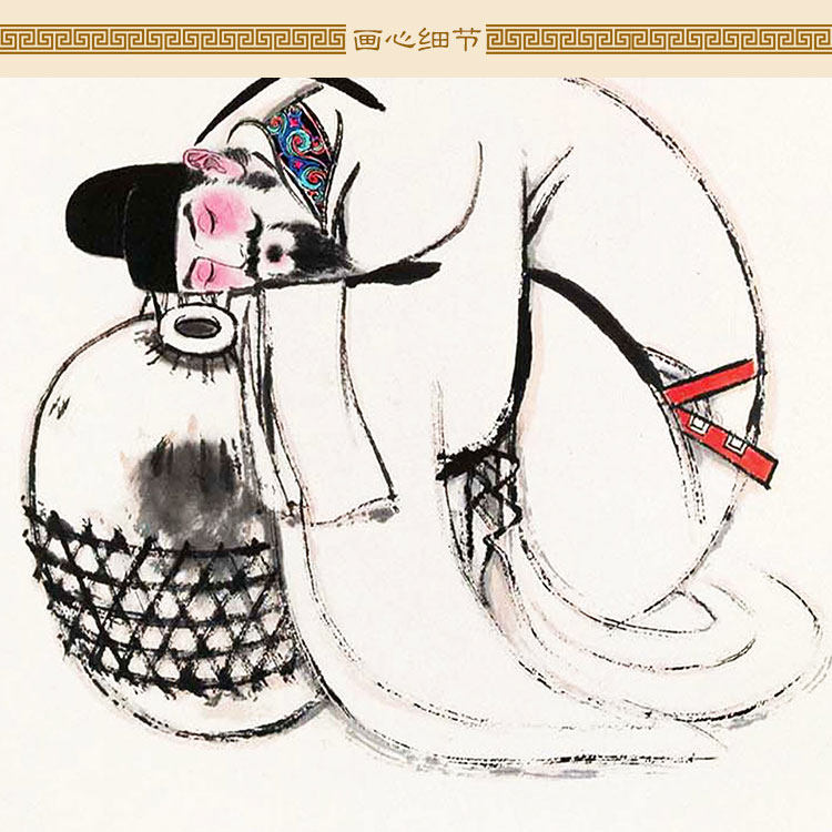 李白醉酒将进酒画像 金龟换酒图卷D轴挂画 书房酒楼装饰画定制订