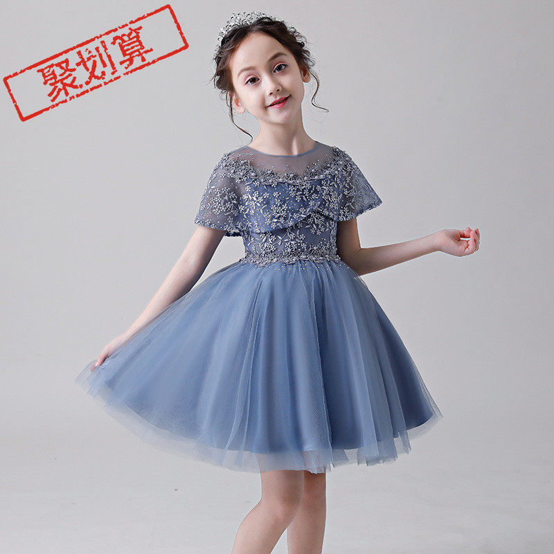 女童晚礼服婚纱小女孩公主裙洋气花童蓬蓬纱儿童钢琴演出服主持人