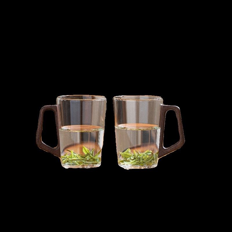 明信唐木把绿茶j杯个人耐高温泡花茶日式简约办公室喝水杯子