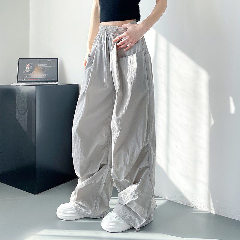 冰丝阔腿裤女夏季大码胖mm梨型身材200斤显瘦高腰防晒休闲登山裤