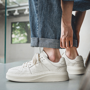 厚底小白鞋男鞋2023秋季潮流百搭高级感休闲鞋子男款Y白色运动板