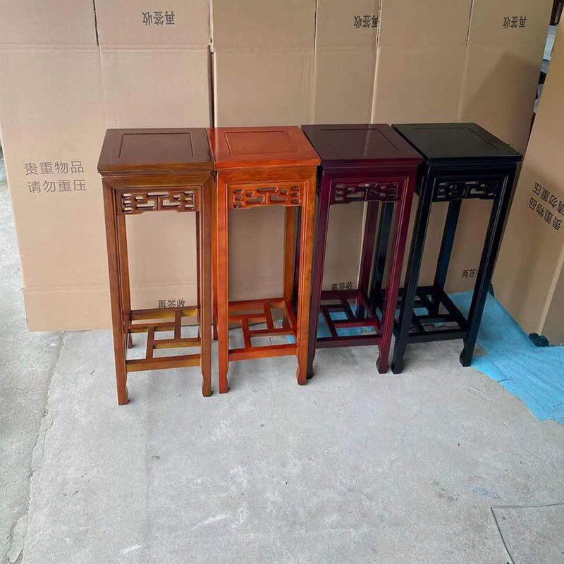 实木花架子客厅落地式阳台置物架移动摆件Q架摆件架中式仿古架