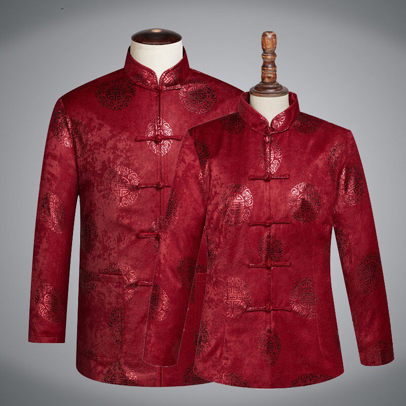 中老年情侣中式唐装男女生日过寿爷爷奶奶秋冬棉衣外套结婚礼服