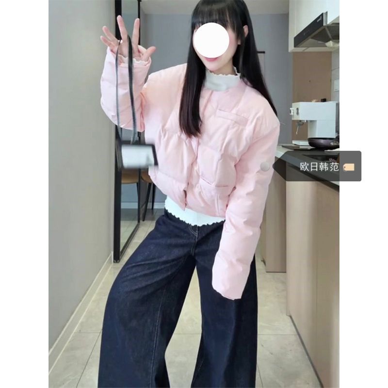 大码设计感粉色羽绒棉服女秋冬今年流行爆款保暖面包服短款外套潮