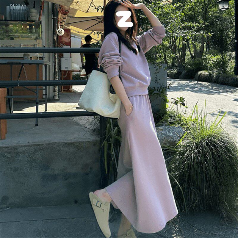 舒适显瘦慵懒两件套女2025春季大码胖MM时尚流行新款通勤卫衣套装
