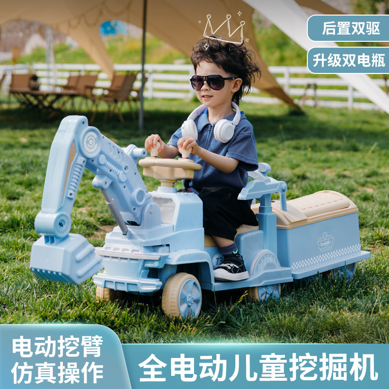 挖掘机玩具车儿童可坐人男女小孩遥控电动挖土机超大X号工程车勾