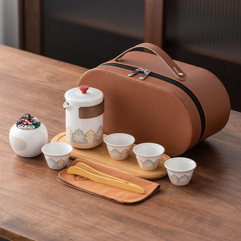 日式户外旅行功夫茶具套装泡茶壶陶瓷快客茶杯茶盘便Z携式商务礼