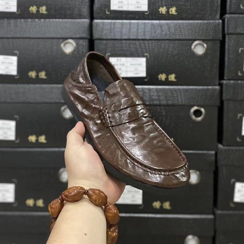 70123男鞋纯皮夏季商务休闲一脚蹬豆豆鞋懒人驾车皮鞋抛光软底鞋