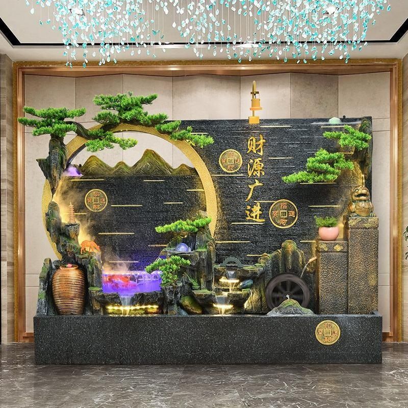 户外假山流水墙水幕墙庭院客厅水景D装饰摆件新中式办公室流水屏