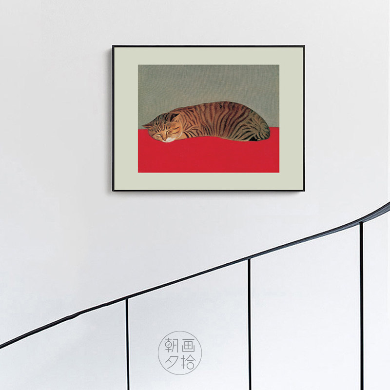 新中式猫咪挂画 民宿装饰画日式和风可爱猫卧室装饰墙Z壁画宠物店