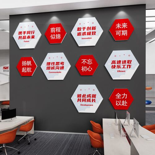 公司企业文化墙布置会议办公室墙面装饰励志标语S前台形象背景墙