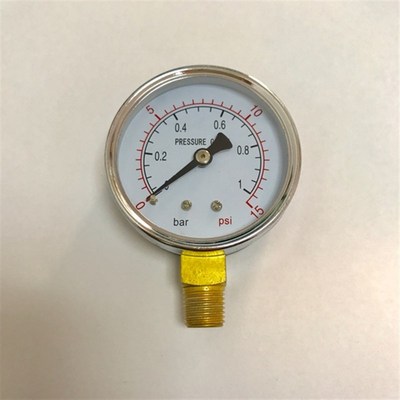 压力表 pressure gauge 直径60mm 压力0-1bar 0-15psi 螺纹ZG1/4