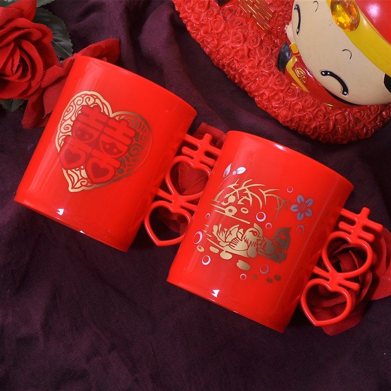 结婚喜庆大红色塑料对杯洗漱杯创意情侣漱口杯牙刷杯刷牙杯一对装,标准件/零部件/工业耗材,输送带/传送带,淘宝优惠券,粉丝福利购,淘宝优惠卷
