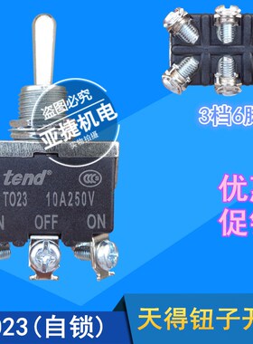 原装 天得 TEND 钮子摇头开关 TO23B 10A 250V 6脚3档 T023 T0R23