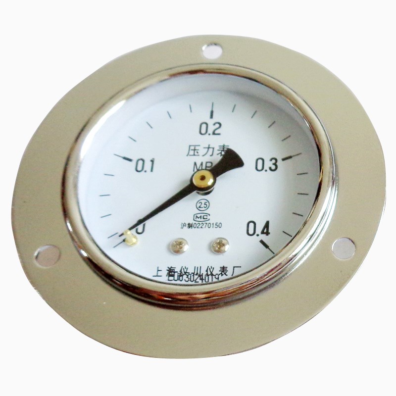 上海仪川仪表0-0.4MPA轴向带边测量压力水压气压面板背接式Y60ZT