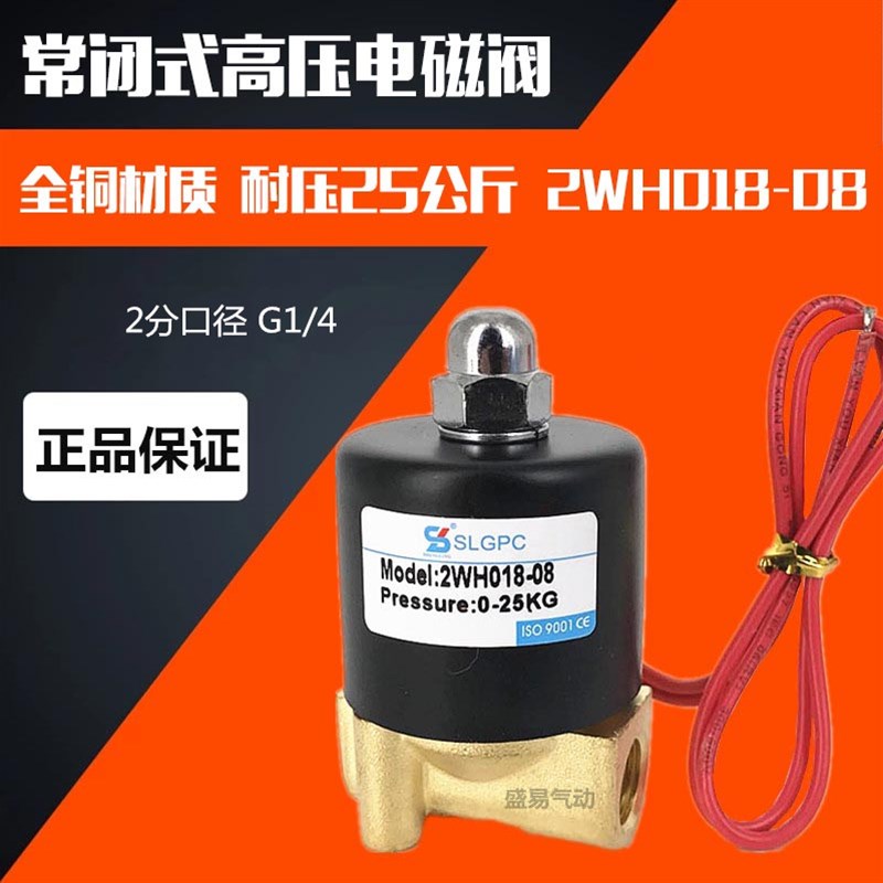 2分高压电磁阀 2WH018-08 常闭高压水阀气阀 AC220V DC24V SLGPC