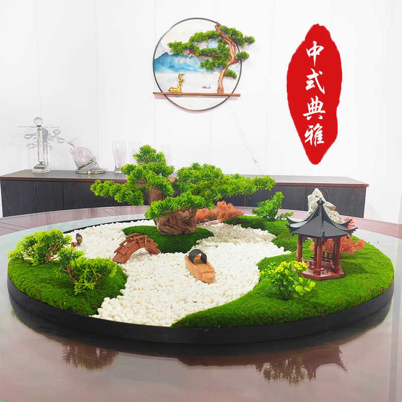 酒店大圆桌中间转盘摆件餐桌微景观创意仿真桌花新中式台花餐桌花