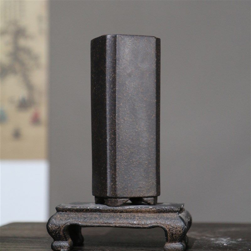 紫砂签筒小正方盆景盆悬崖盆全手工多肉植物老庄小花盆