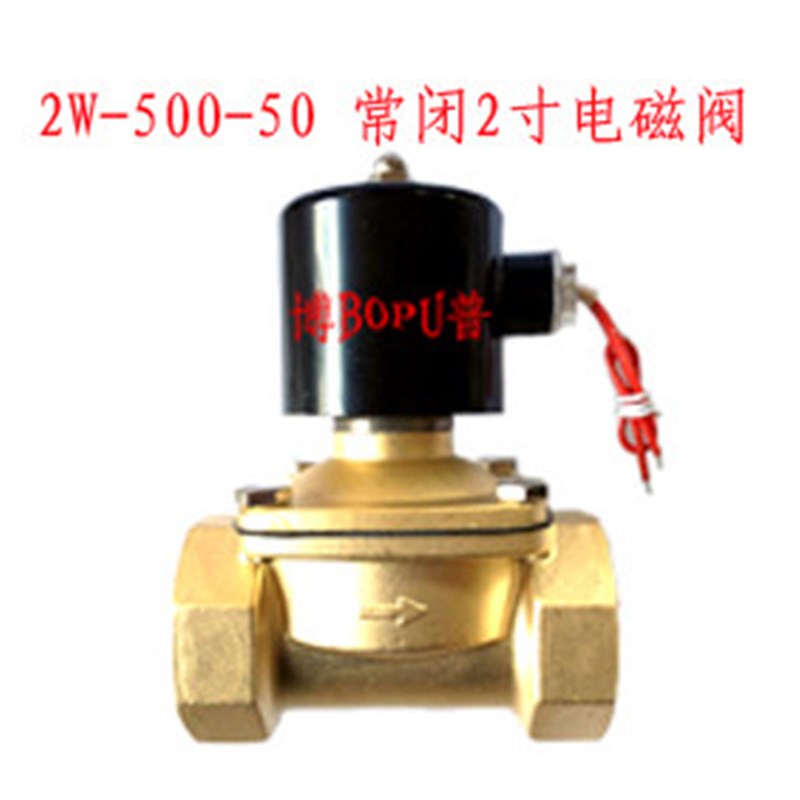 BOPU博普 黄铜水阀电磁阀2W500-50 2寸口径G2 DN50 AC220V DC24V