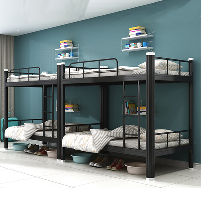 公寓高架床铁床1.2米上下铺铁架床上下两层简约现代坐卧两用床铁