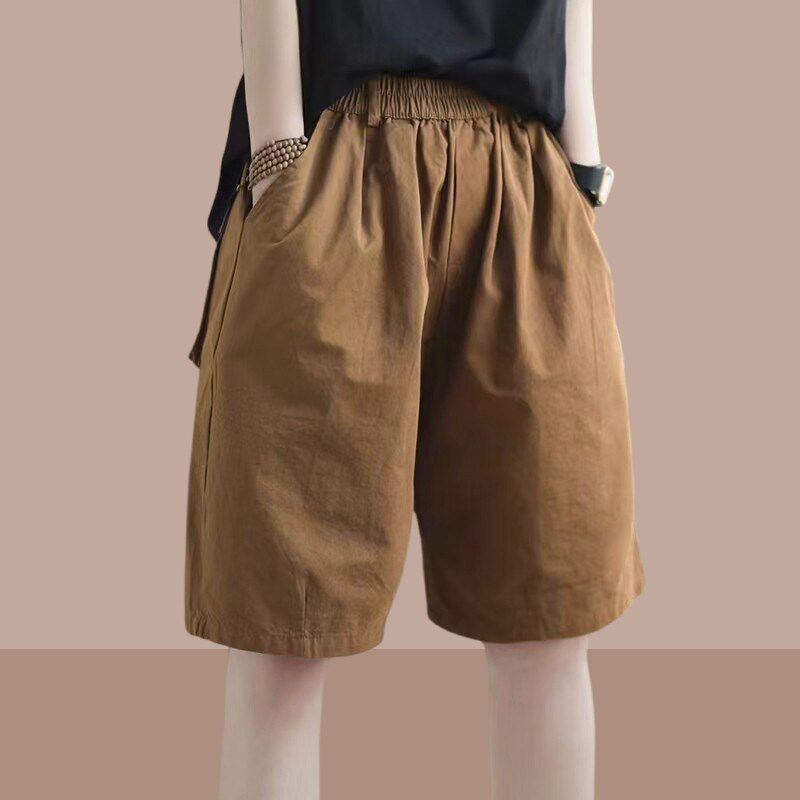 工装短裤女2025夏季薄款休闲裤子高腰显瘦a字直筒阔腿裤五分中裤