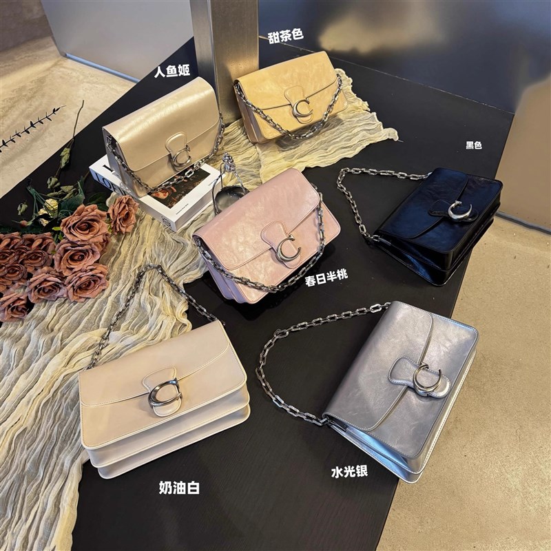 欧货真皮女包腋下包小方包女高级感小众链条包百搭气质单肩斜挎包